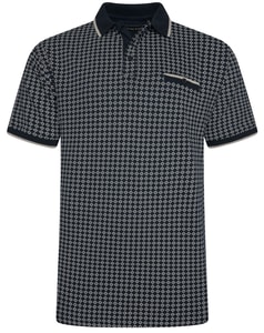 KAM Geo Print Stretch Polo Shirt Carbon